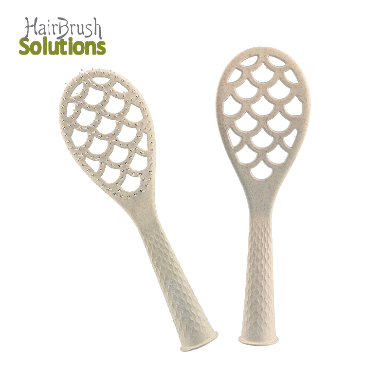 Eco-Friendly Static-free Soft Nylon Bristles Fish Scale Body Detangling Hairbrush Curly Standing Wheat Straw Hair Brush