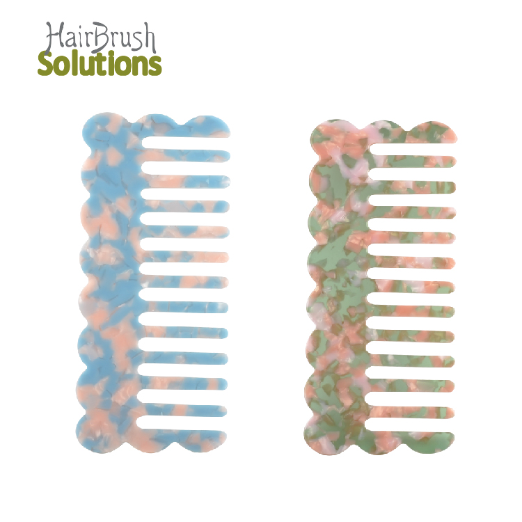 High Quality Unique Wave shape Wide Tooth Acetate Wide Comb Separate Tangle For Curly Thick Hair