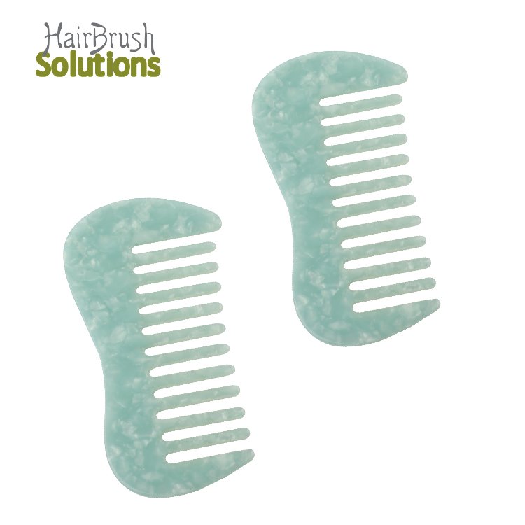 Fanshape Unique Hair Comb Wide Tooth Thick Curly Hair Hair Care Detangling Comb For Wet And Dry Green