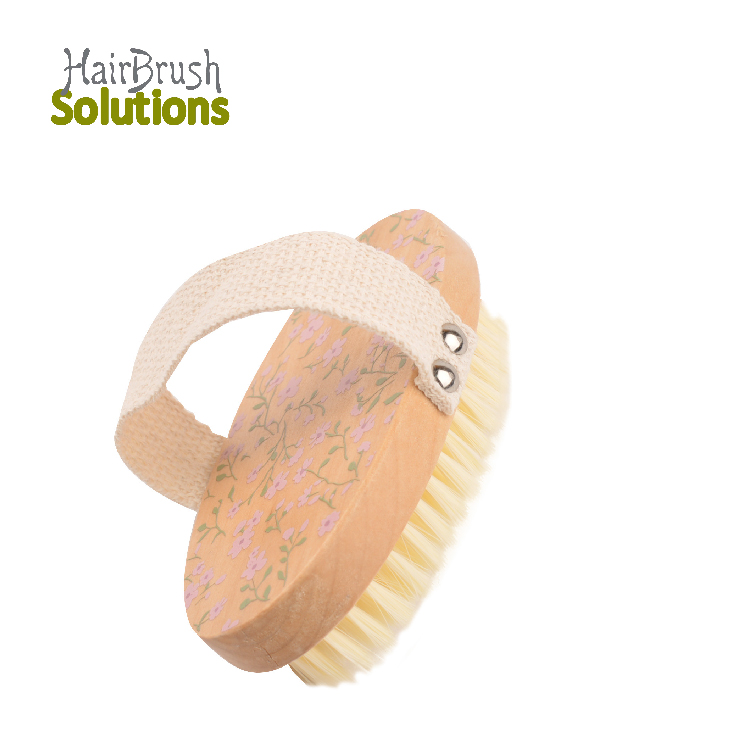 Oval Customized Printable Wooden Handle Portable Skin Cleansing and Exfoliating Body Scrubber Bath Cleaning Brush