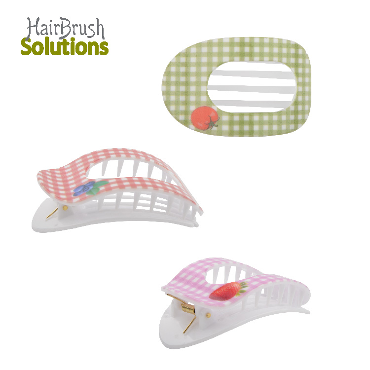 Sweet Plaid Acetate Big Size Fashion Duckbill Hair Claw Clip with Vibe Flat-Top Updo for Women